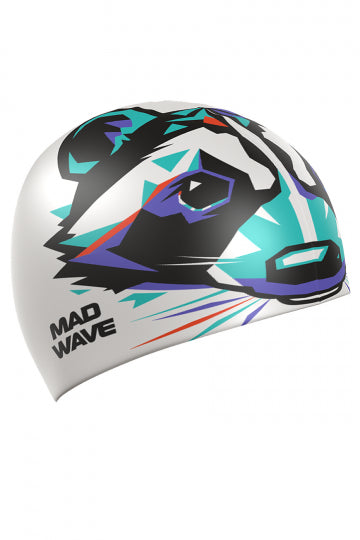 Mad Wave Junior Swim Cap Raccoon